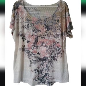Cato Floral Burnout Top XL